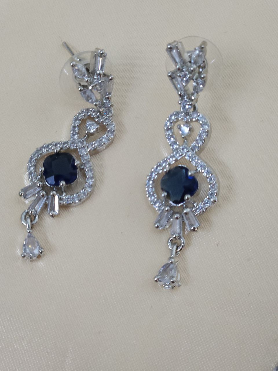 Sleek Blue AD Necklace