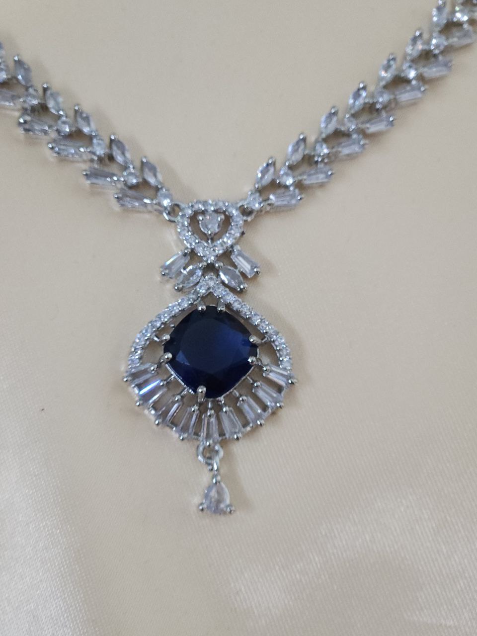 Sleek Blue AD Necklace