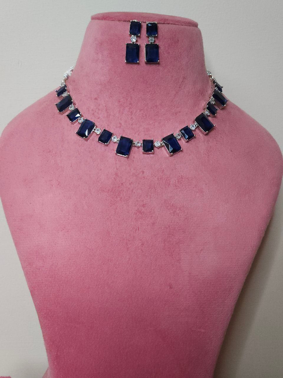 Designer Blue AD Necklace