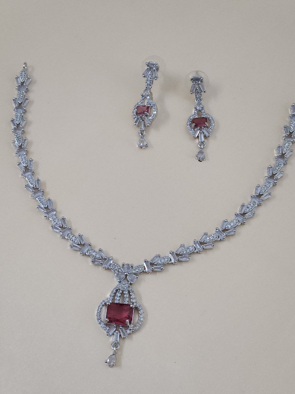 Sleek Red AD Necklace