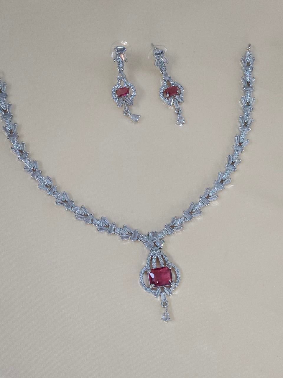 Sleek Red AD Necklace