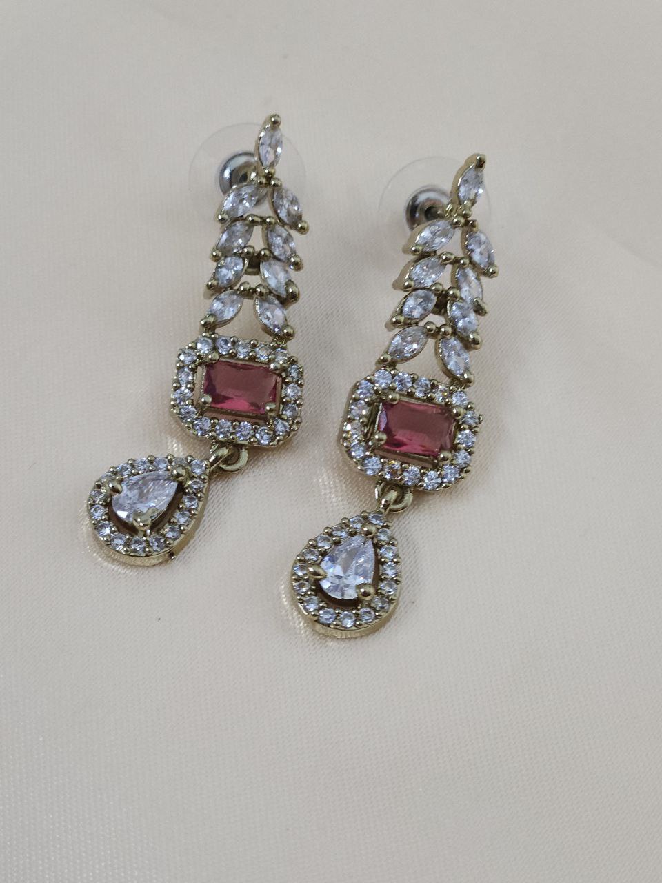 Premium Red AD Necklace (Mehendi Polish)