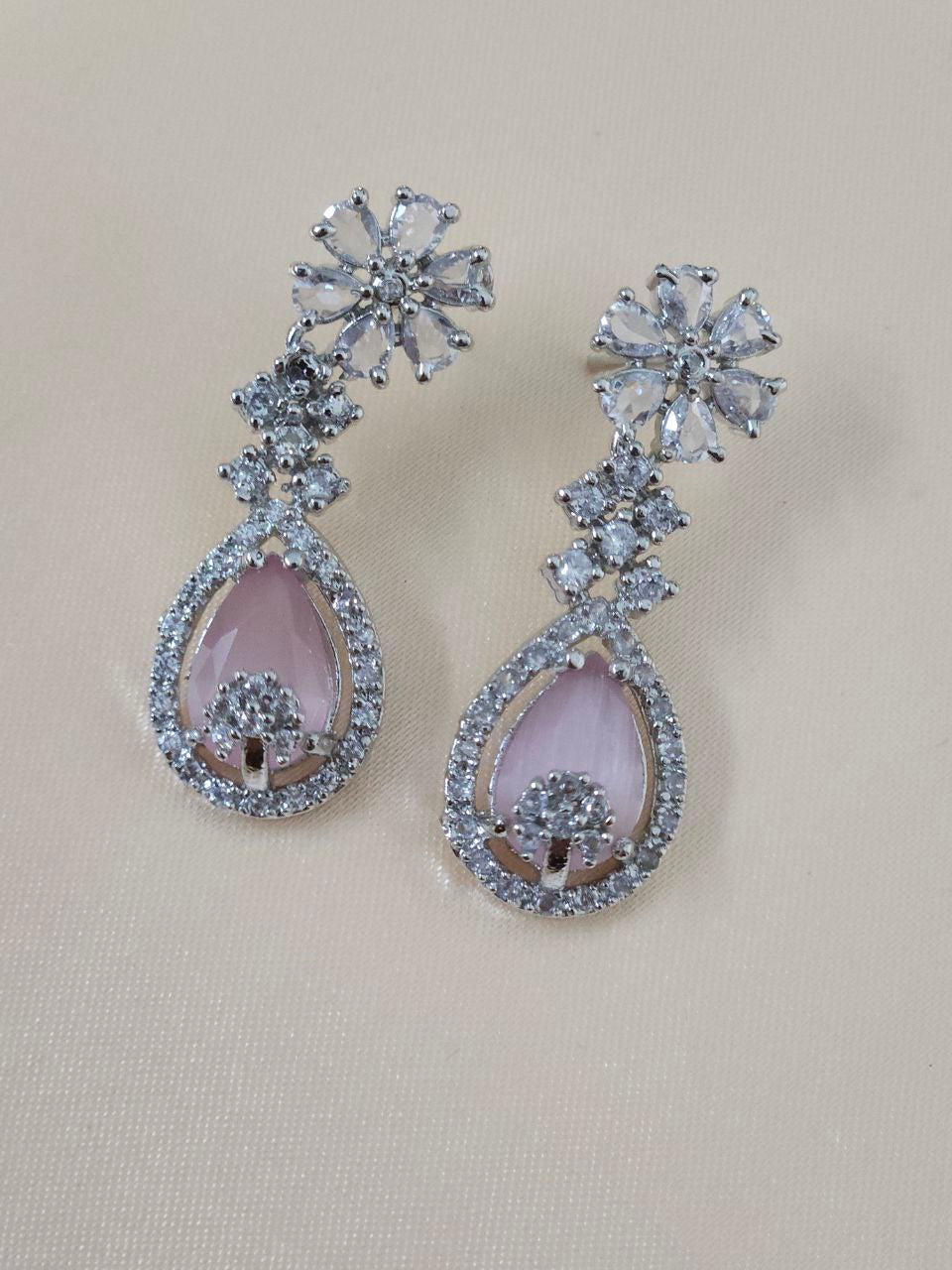 Multicolor Inlay Drops AD Necklace