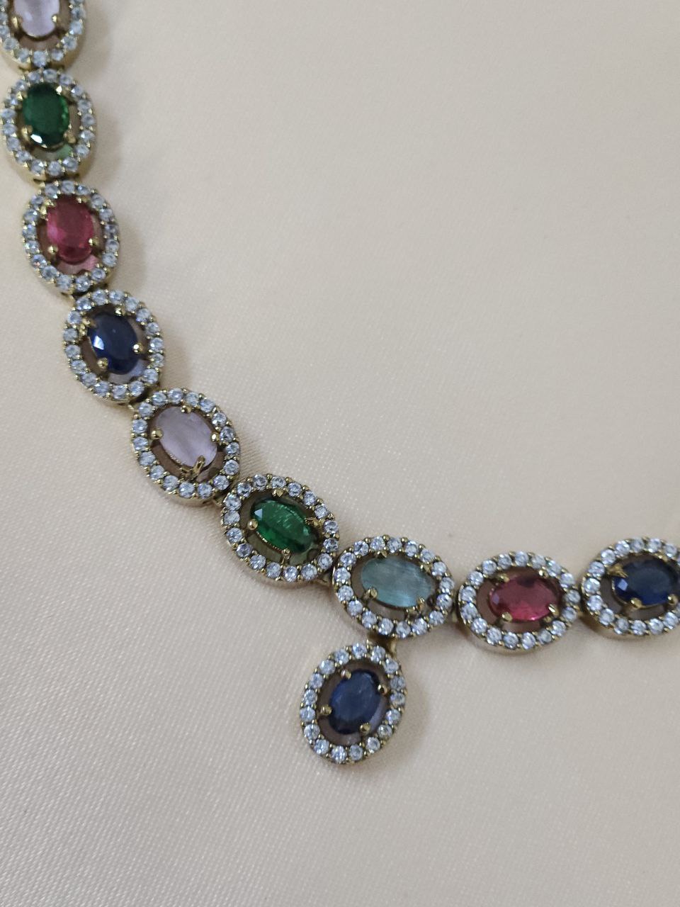 Multicolor AD Necklace [Mehendi Polish]
