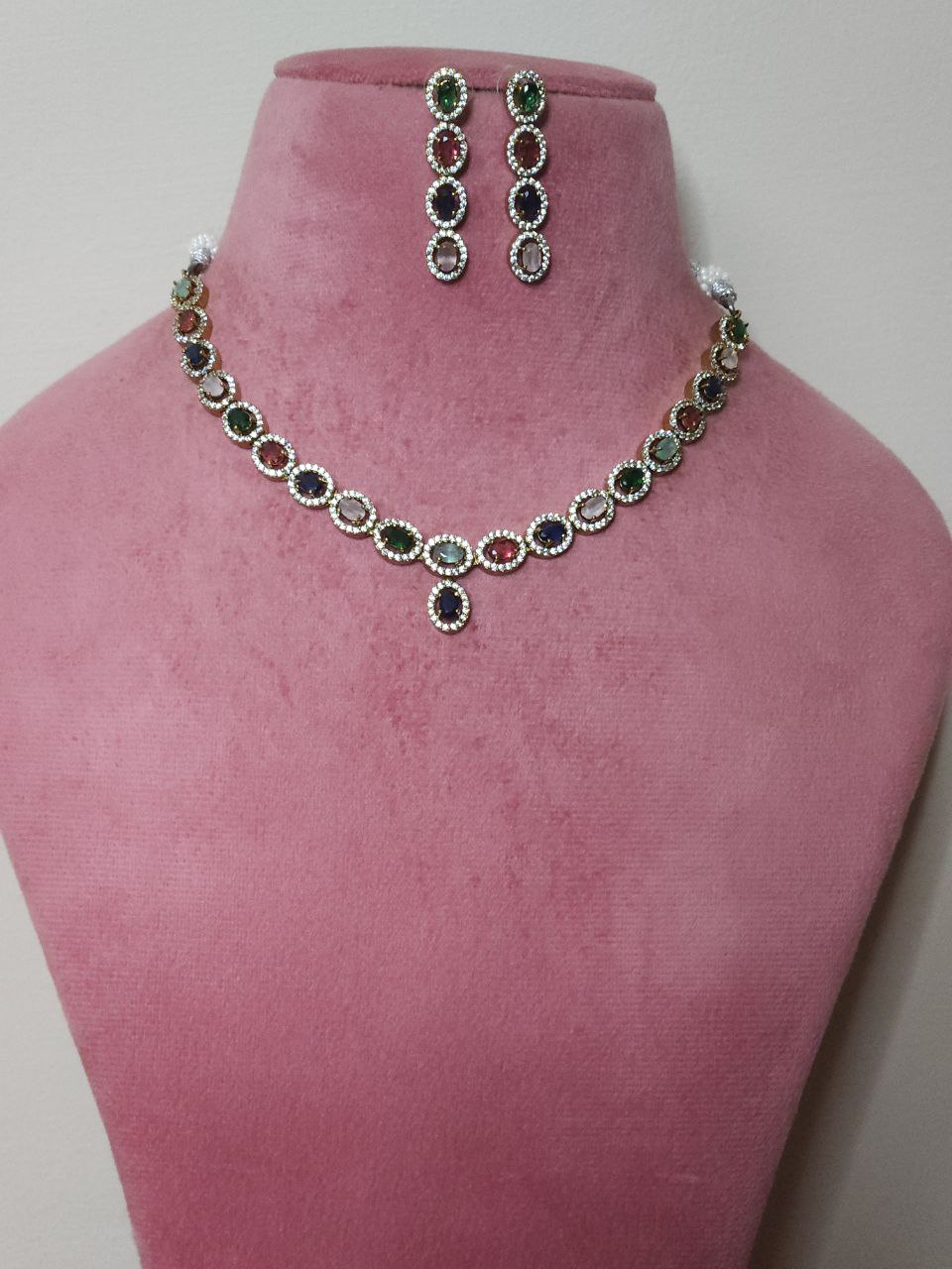 Multicolor AD Necklace [Mehendi Polish]