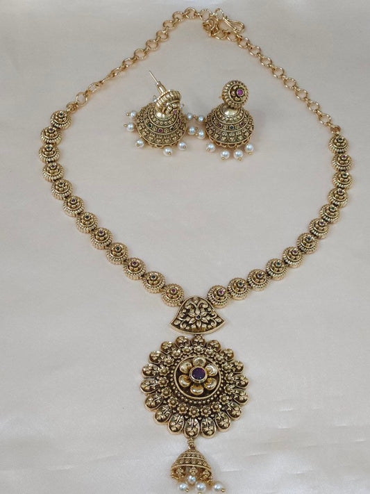 Premium Nakshi Real Gold-Like Long Necklace