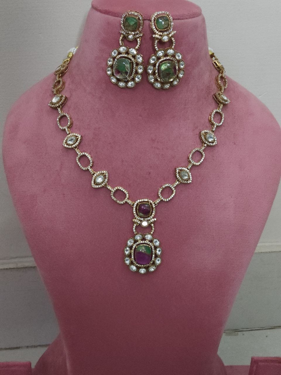 Fire Stone Premium AD Necklace