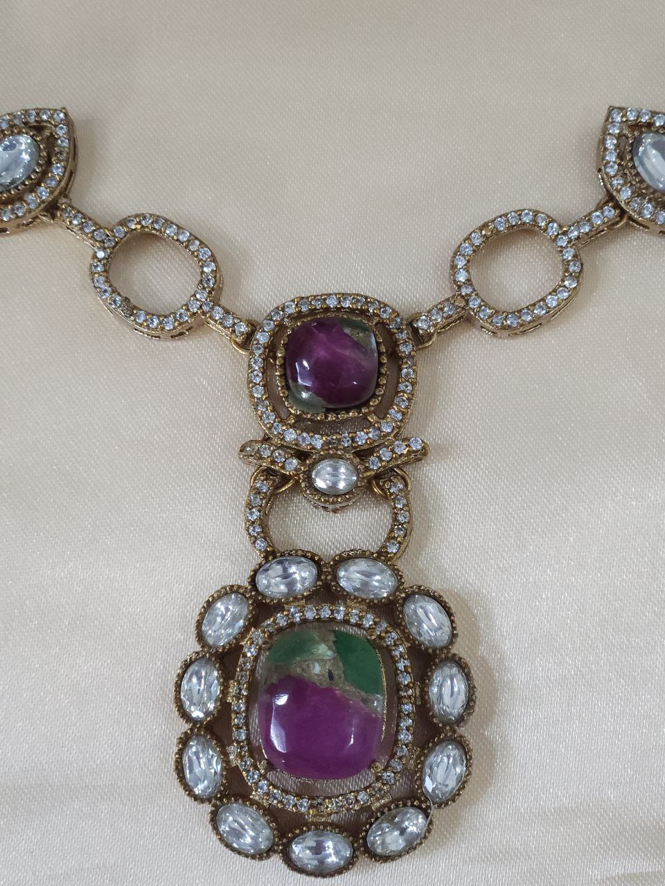 Fire Stone Premium AD Necklace