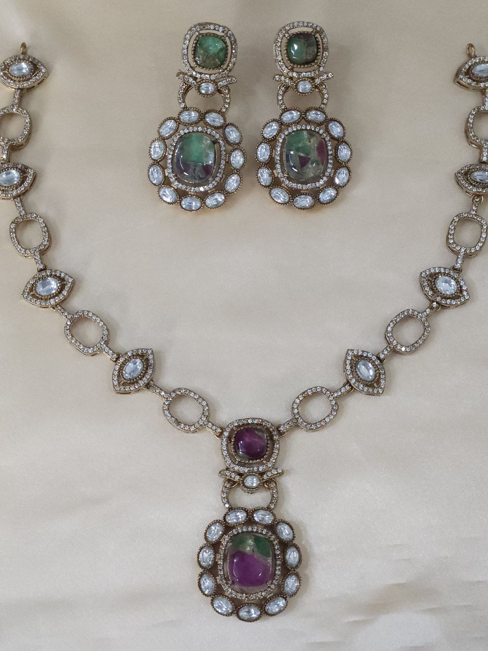 Fire Stone Premium AD Necklace