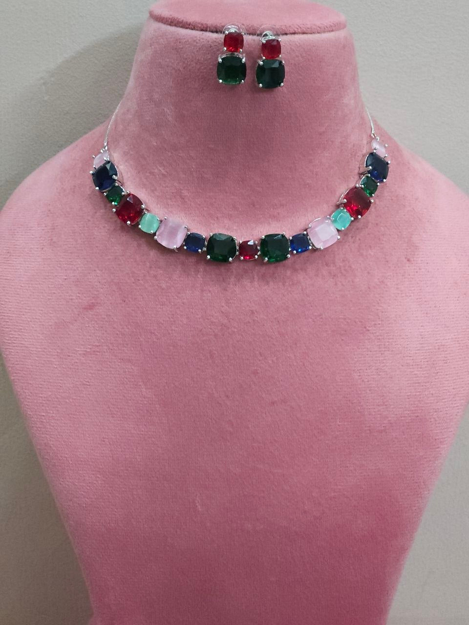 Multicolor Big Stone AD Necklace [Premium]