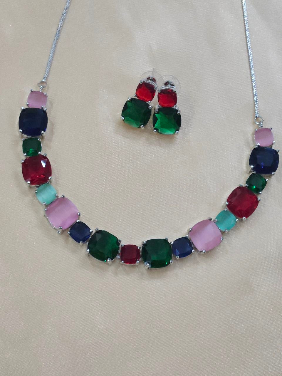 Multicolor Big Stone AD Necklace [Premium]