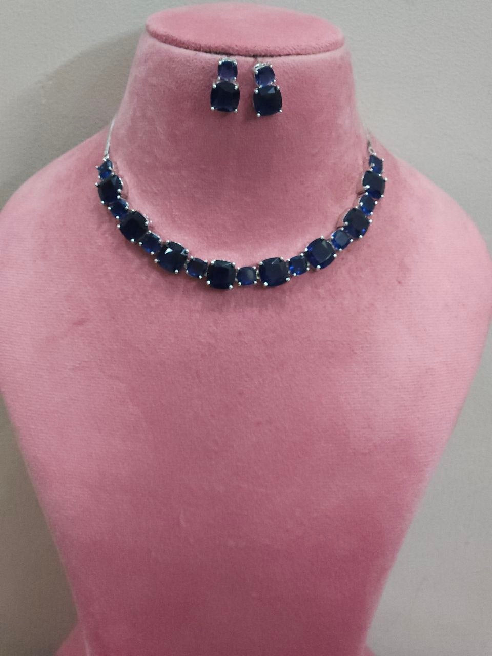 Blue Big Stone AD Necklace [Premium]