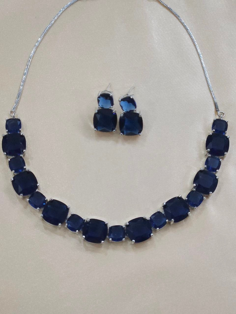 Blue Big Stone AD Necklace [Premium]