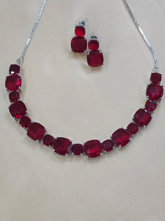 Red Big Stone AD Necklace [Premium]