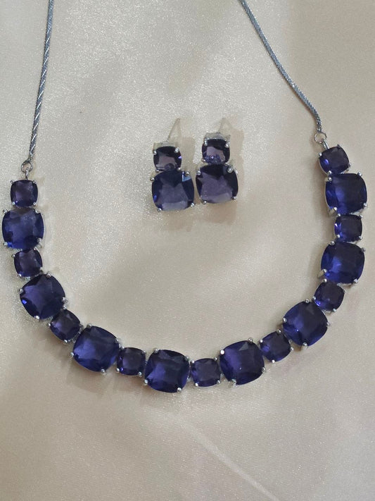 Purple Big Stone AD Necklace [Premium]