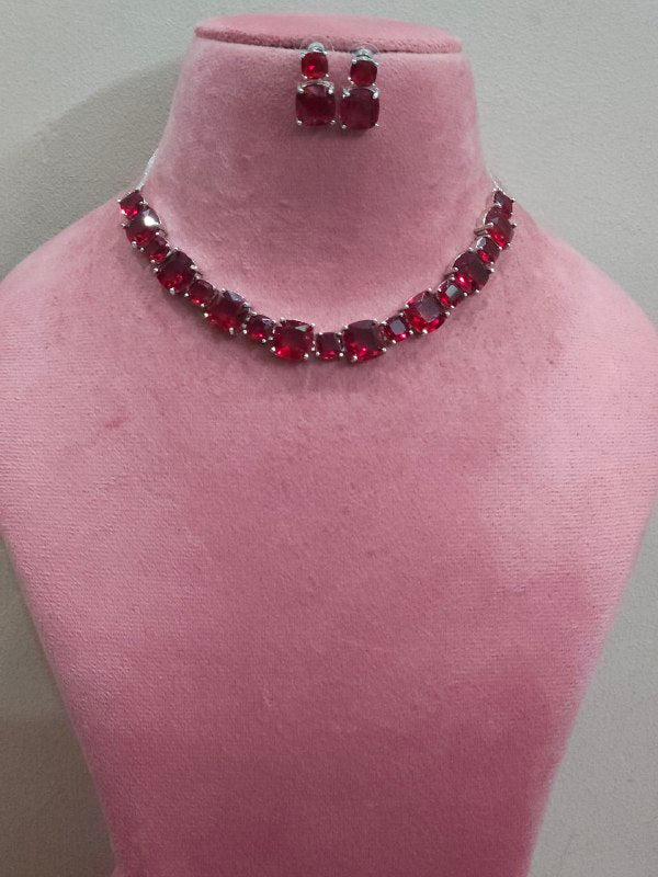 Red Big Stone AD Necklace [Premium]