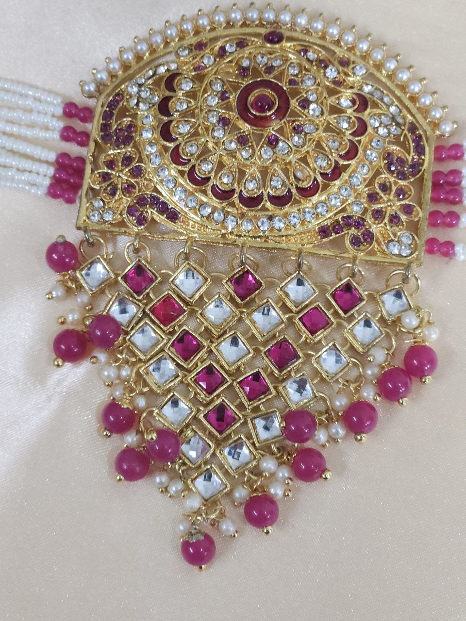 Pink Rajwadi Pearl Choker