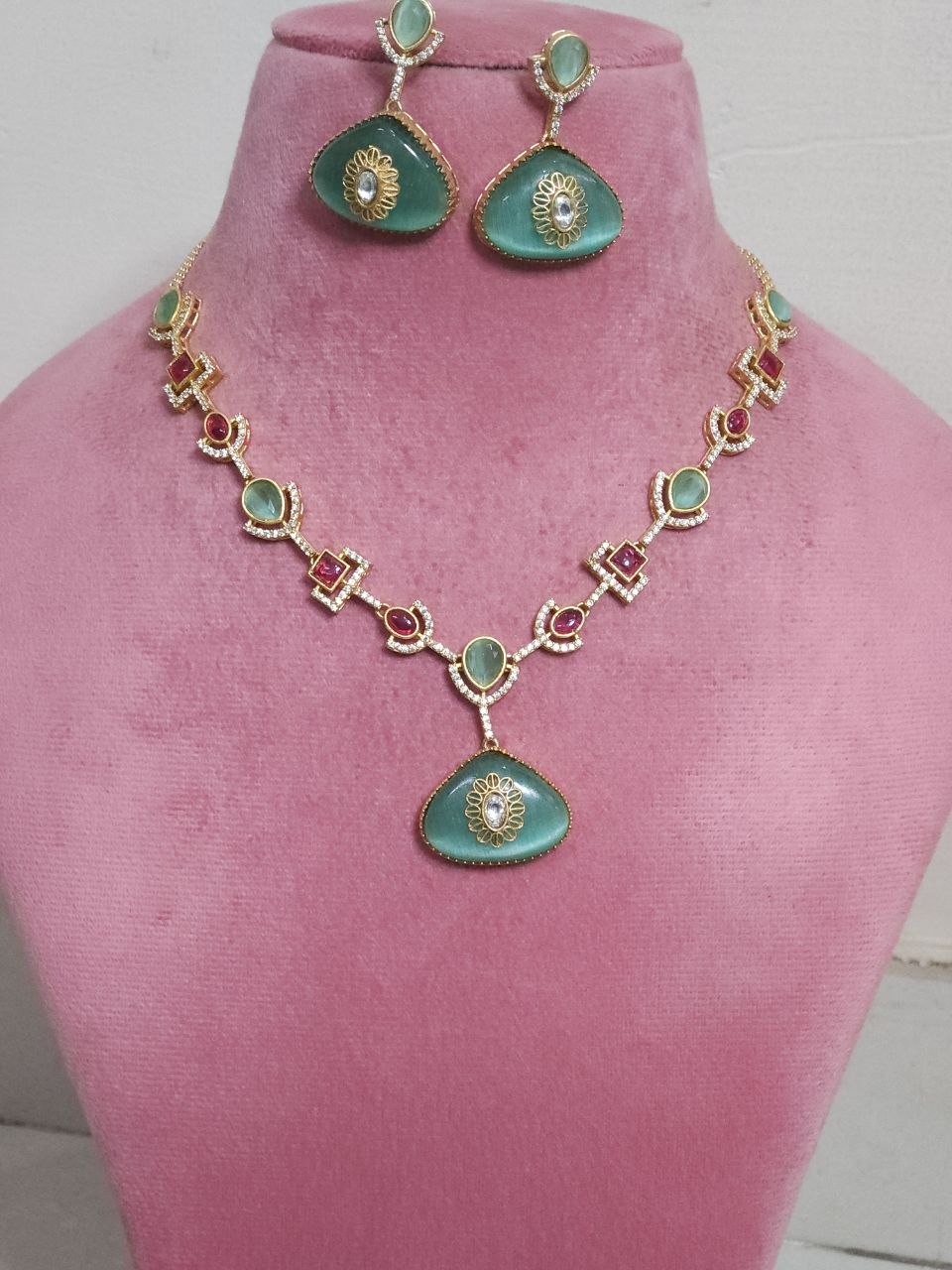 Mint Monalisa Premium AD Necklace