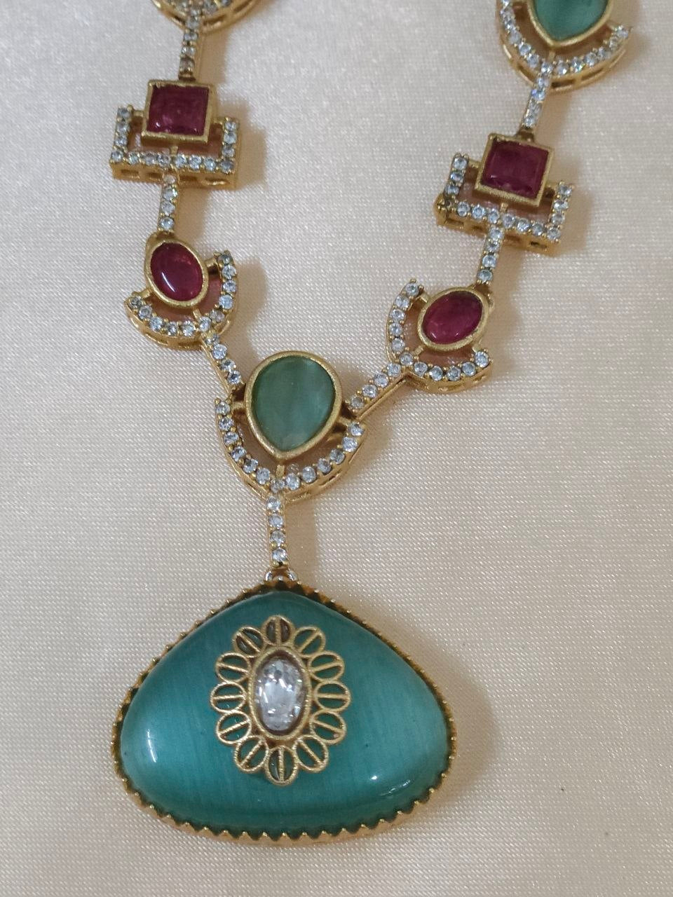 Mint Monalisa Premium AD Necklace