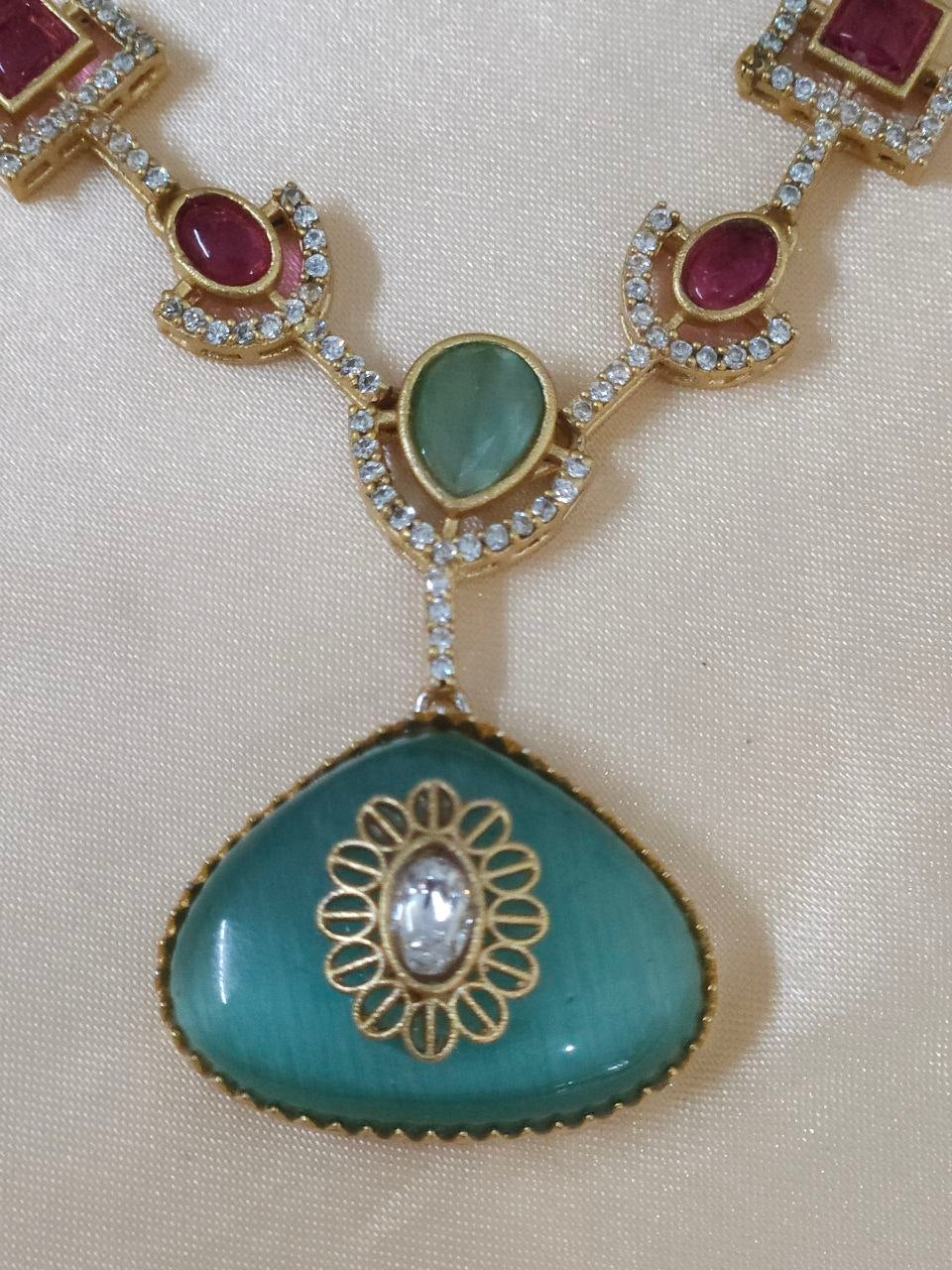 Mint Monalisa Premium AD Necklace