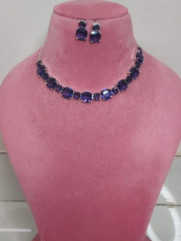 Purple Big Stone AD Necklace [Premium]