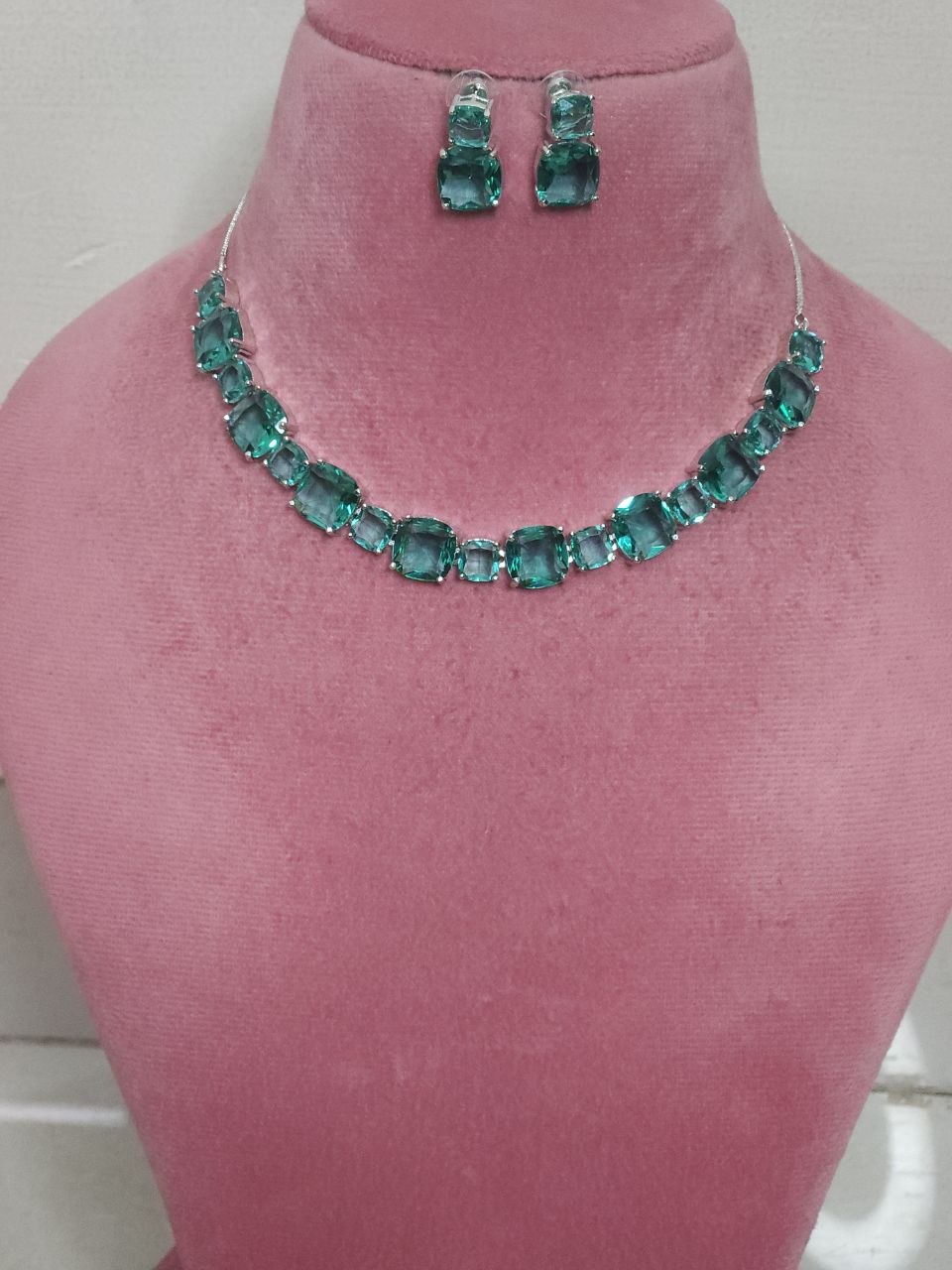Rama  Green Big Stone AD Necklace [Premium]