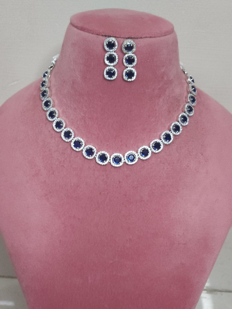 Statement Navy Blue AD Necklace [Premium]