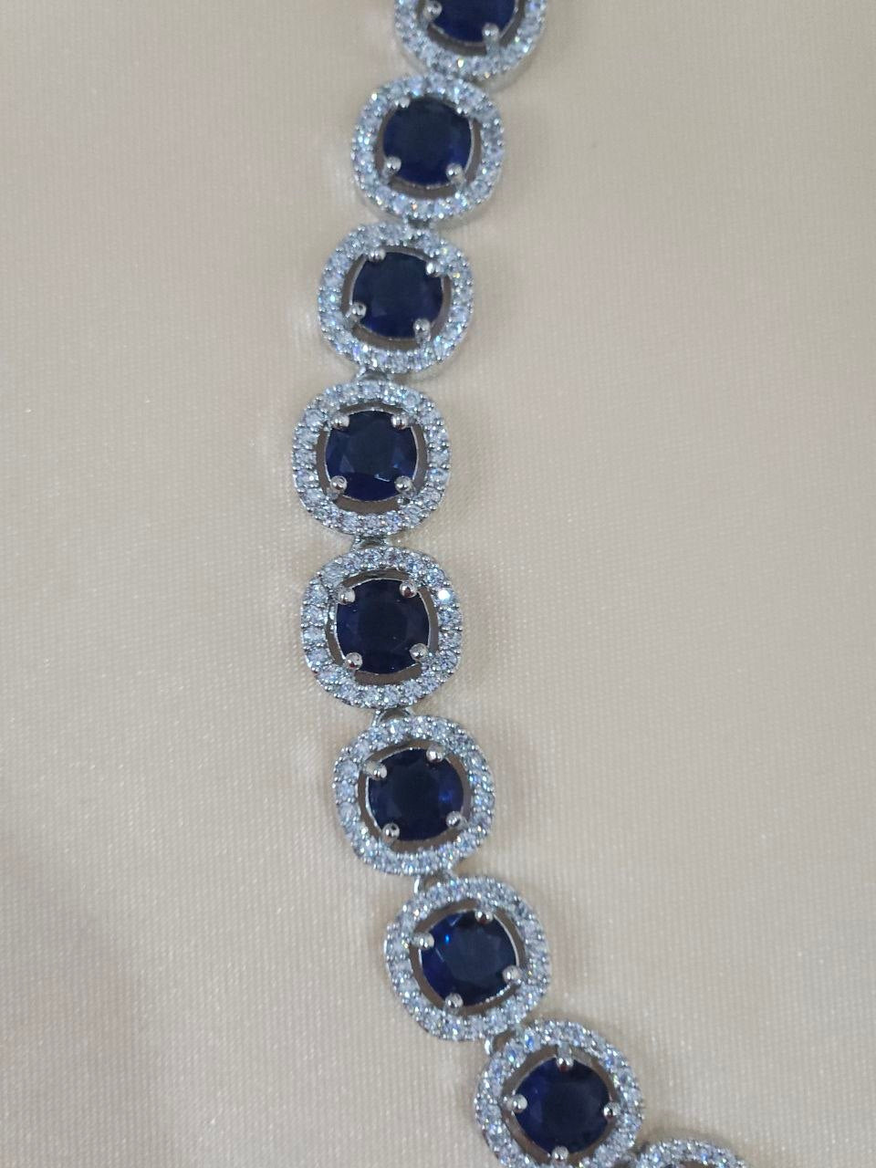 Statement Navy Blue AD Necklace [Premium]