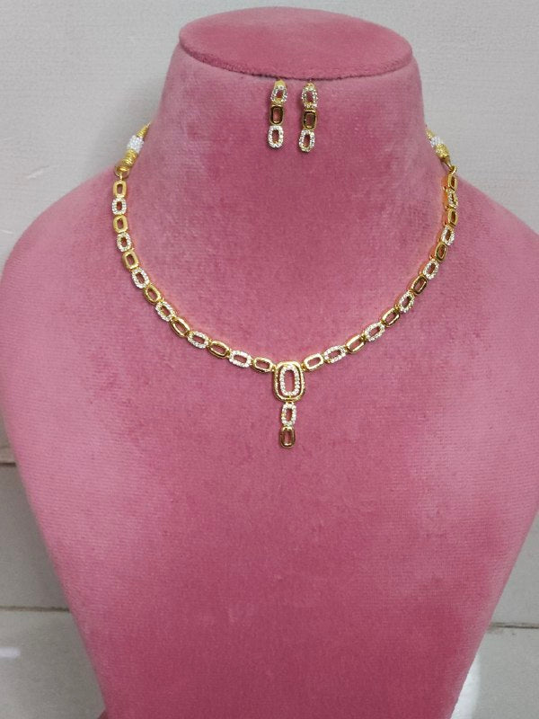 Gold AD Sleek Necklace [Premium]