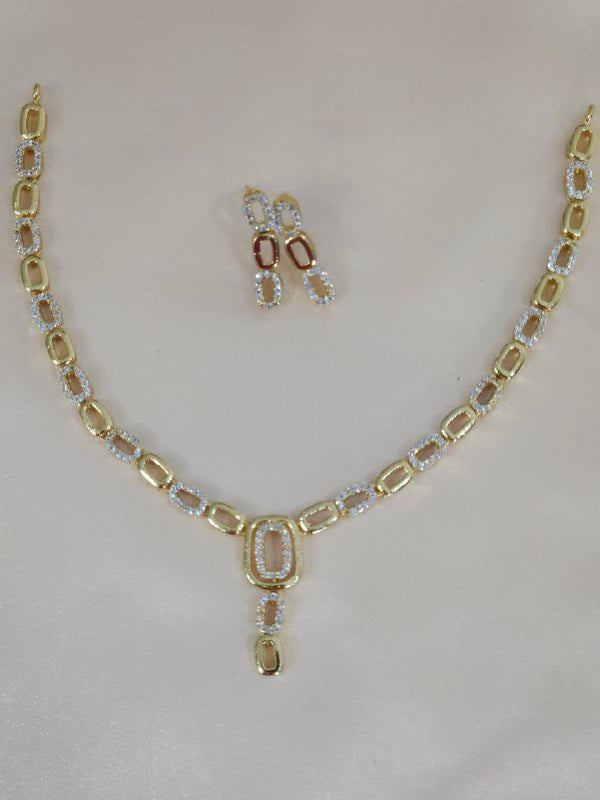 Gold AD Sleek Necklace [Premium]