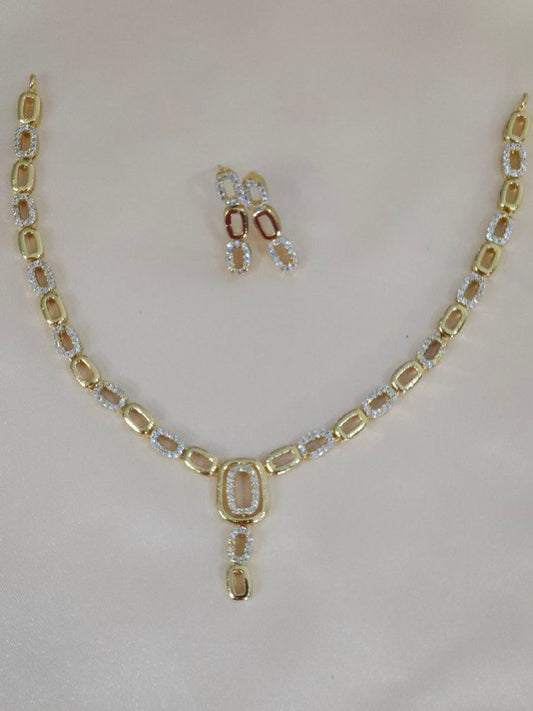Gold AD Sleek Necklace [Premium]