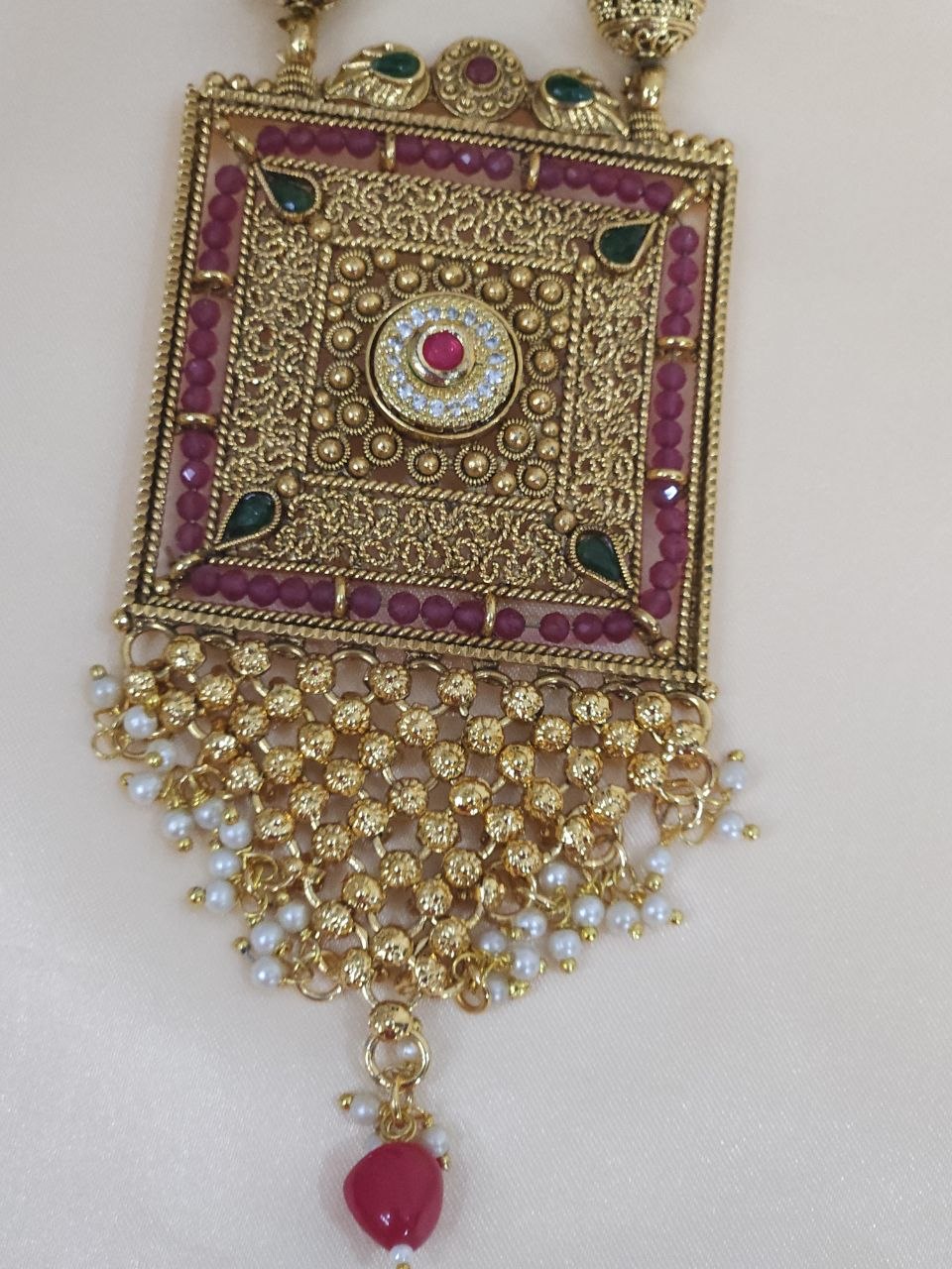 Gold Matar Mala Maharani Long Necklace [Premium]