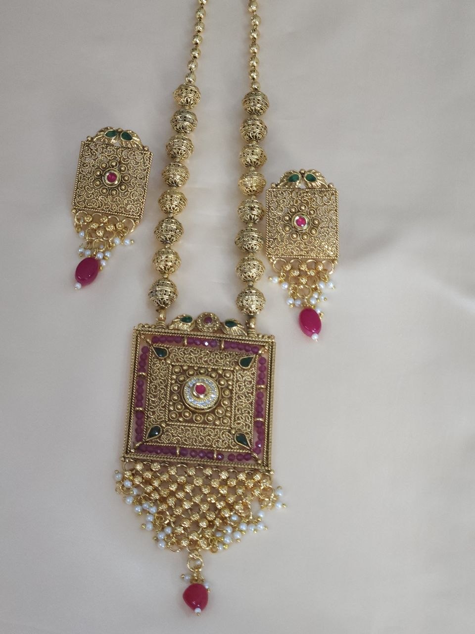 Gold Matar Mala Maharani Long Necklace [Premium]