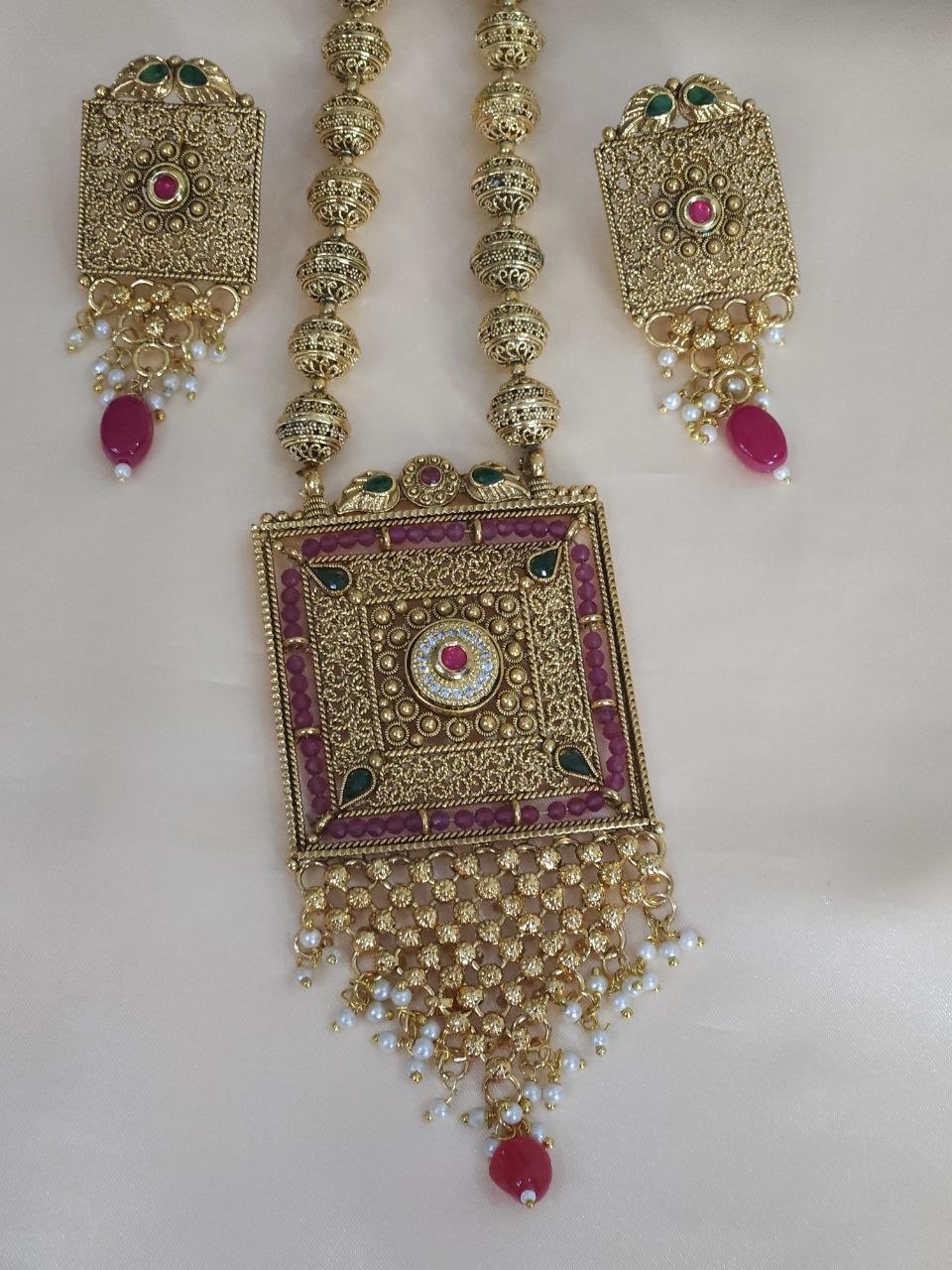 Gold Matar Mala Maharani Long Necklace [Premium]
