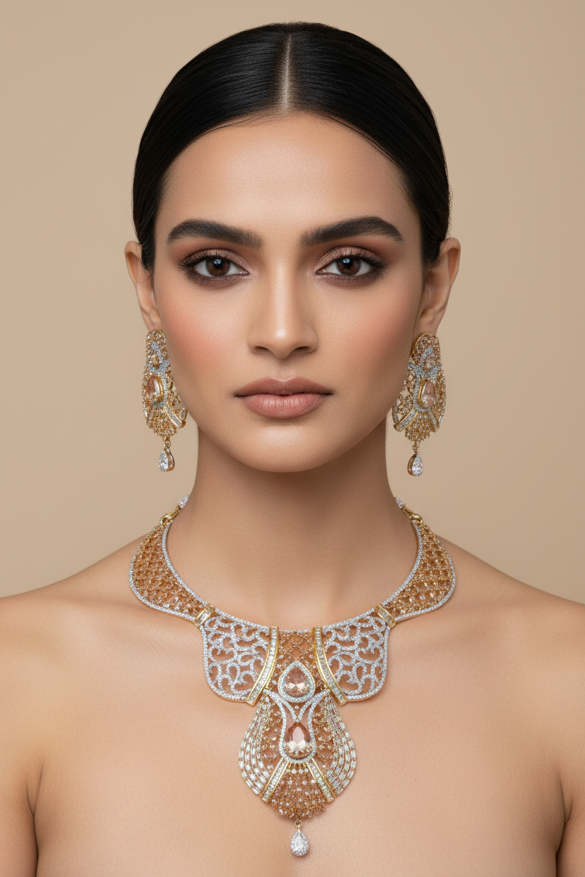 Ganga-Jamuna Dual Gold Necklace [Premium]