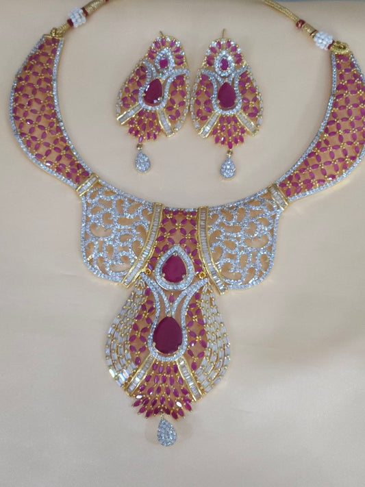 Ganga-Jamuna Ruby Gold Necklace [Premium]