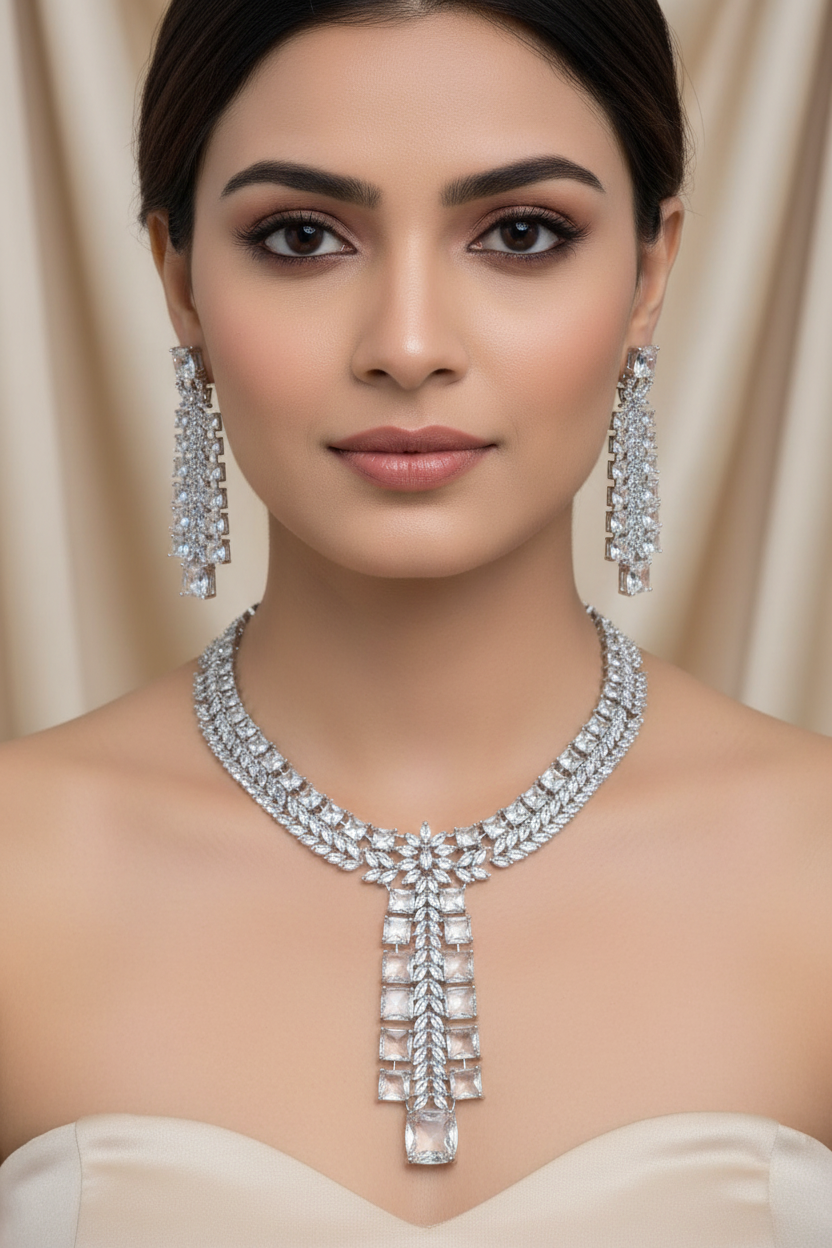 Premium Transparent Tie Style AD Necklace
