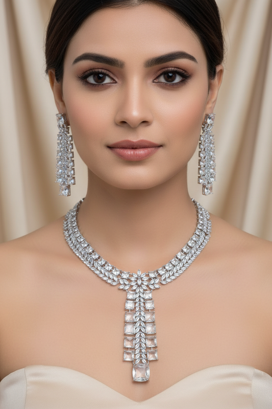 Premium Transparent Tie Style AD Necklace