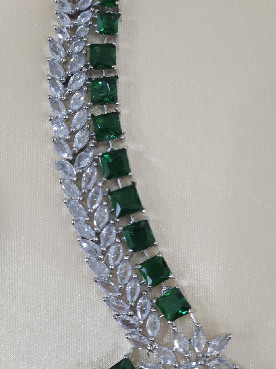 Premium Green Tie Style AD Necklace