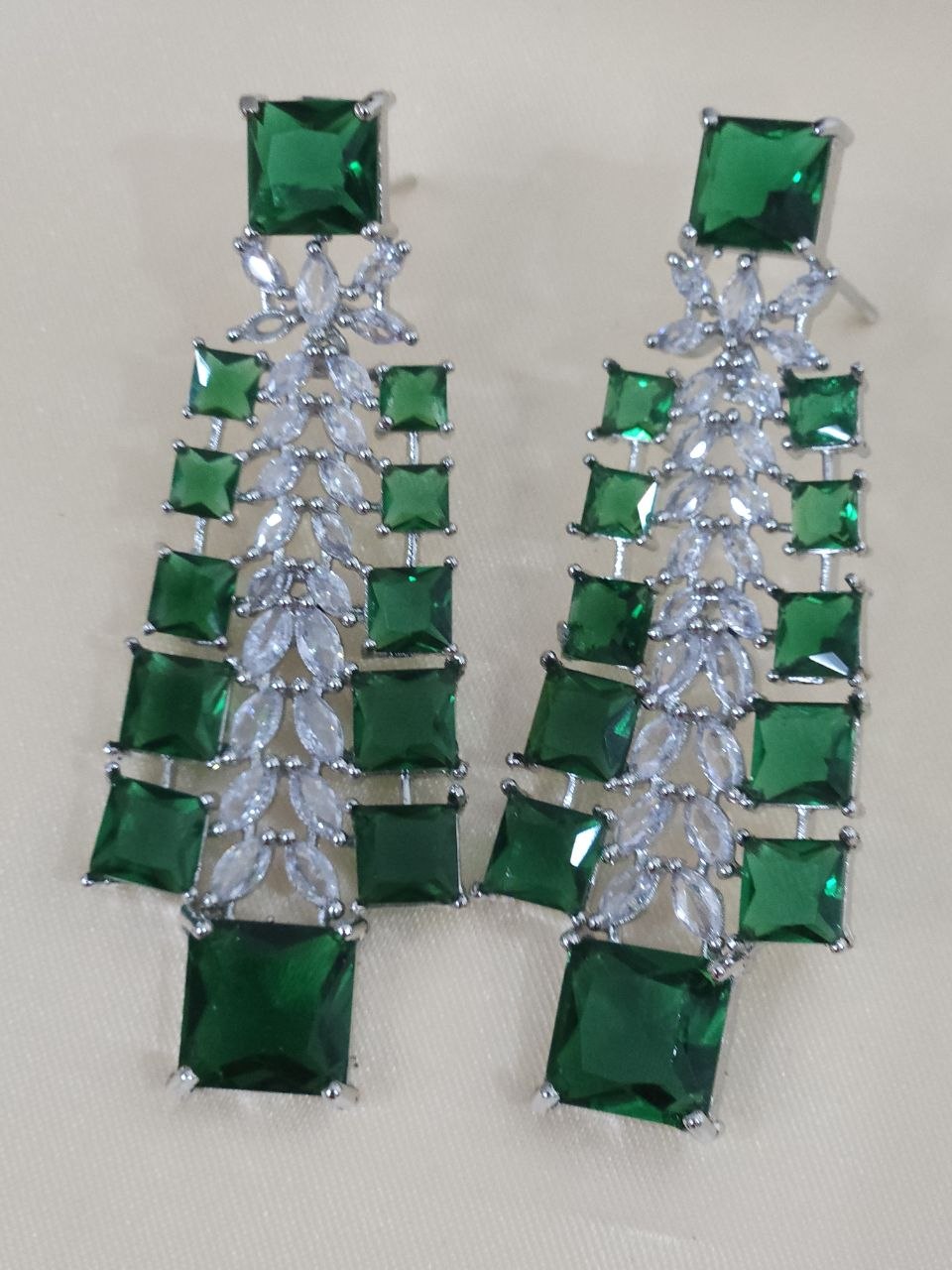 Premium Green Tie Style AD Necklace