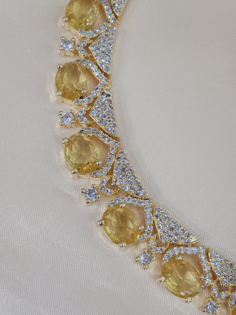 Premium Yellow Nano Setting AD Necklace