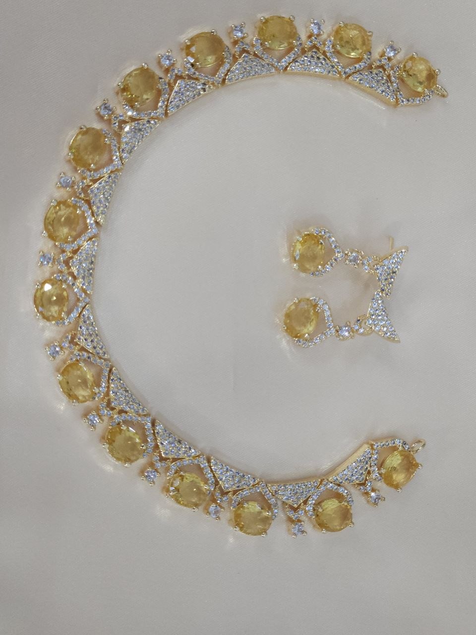 Premium Yellow Nano Setting AD Necklace