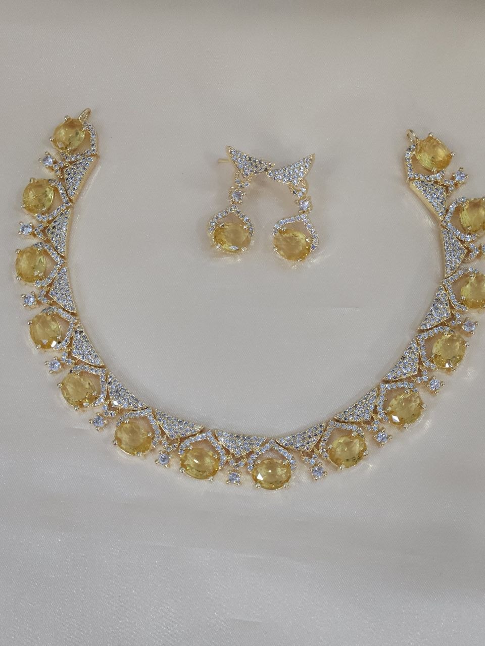 Premium Yellow Nano Setting AD Necklace