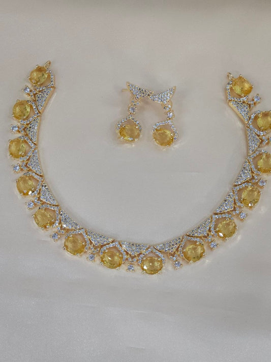 Premium Yellow Nano Setting AD Necklace