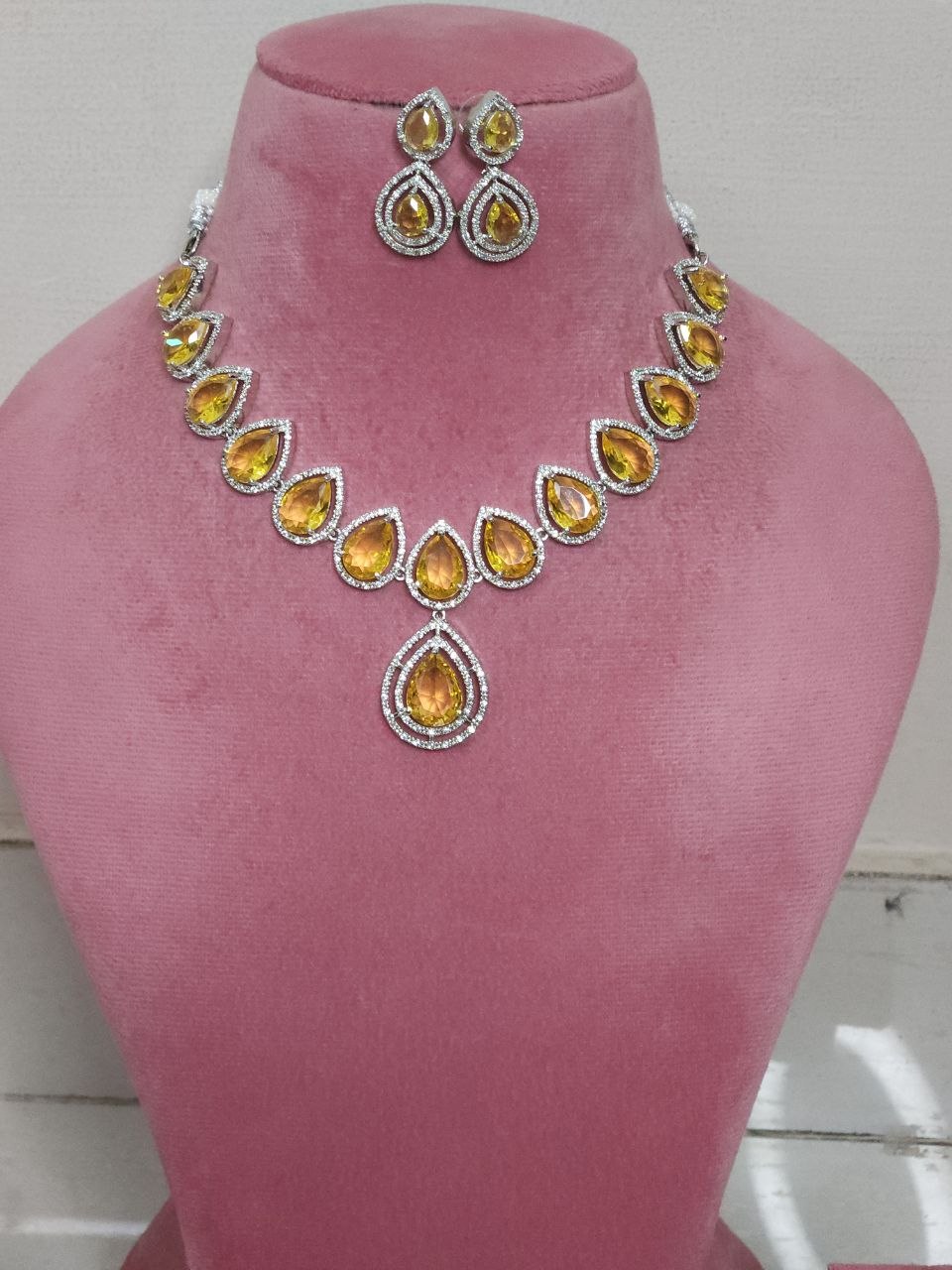 Statement Yellow Drops AD Necklace