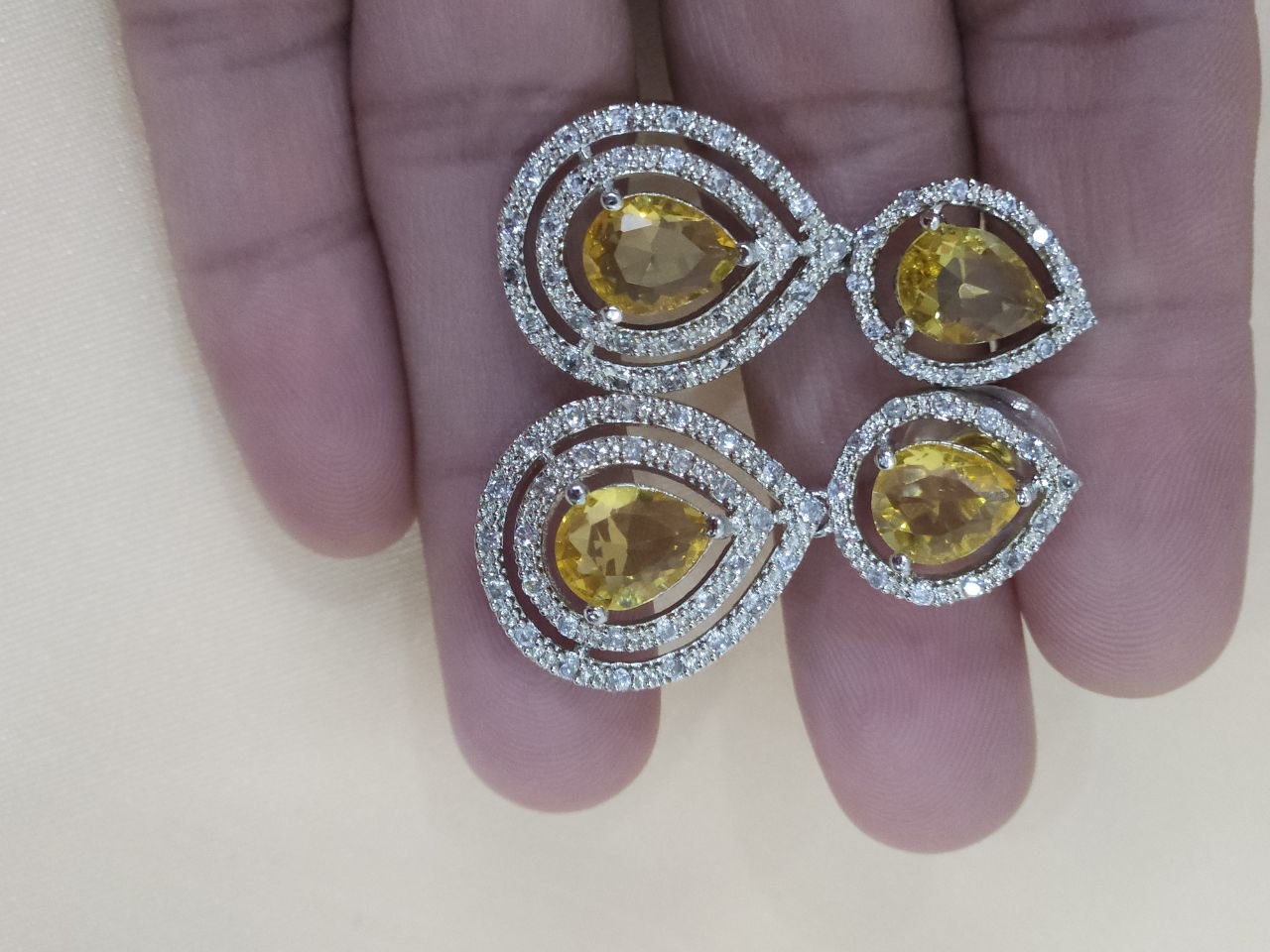 Statement Yellow Drops AD Necklace