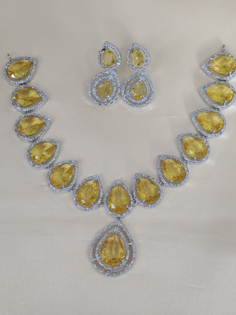 Statement Yellow Drops AD Necklace