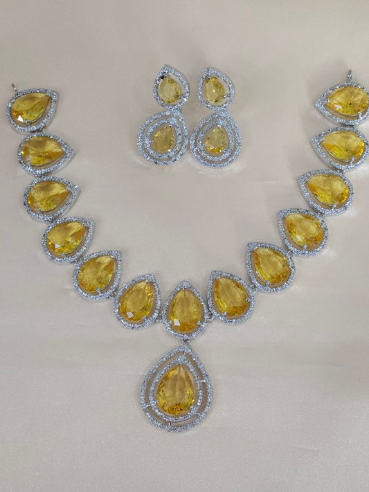 Statement Yellow Drops AD Necklace