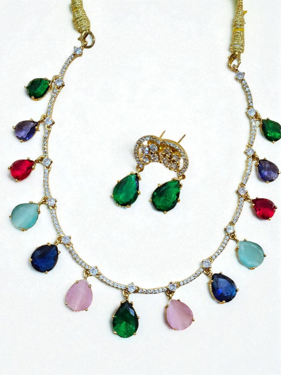 Premium Multicolor Drops AD Necklace