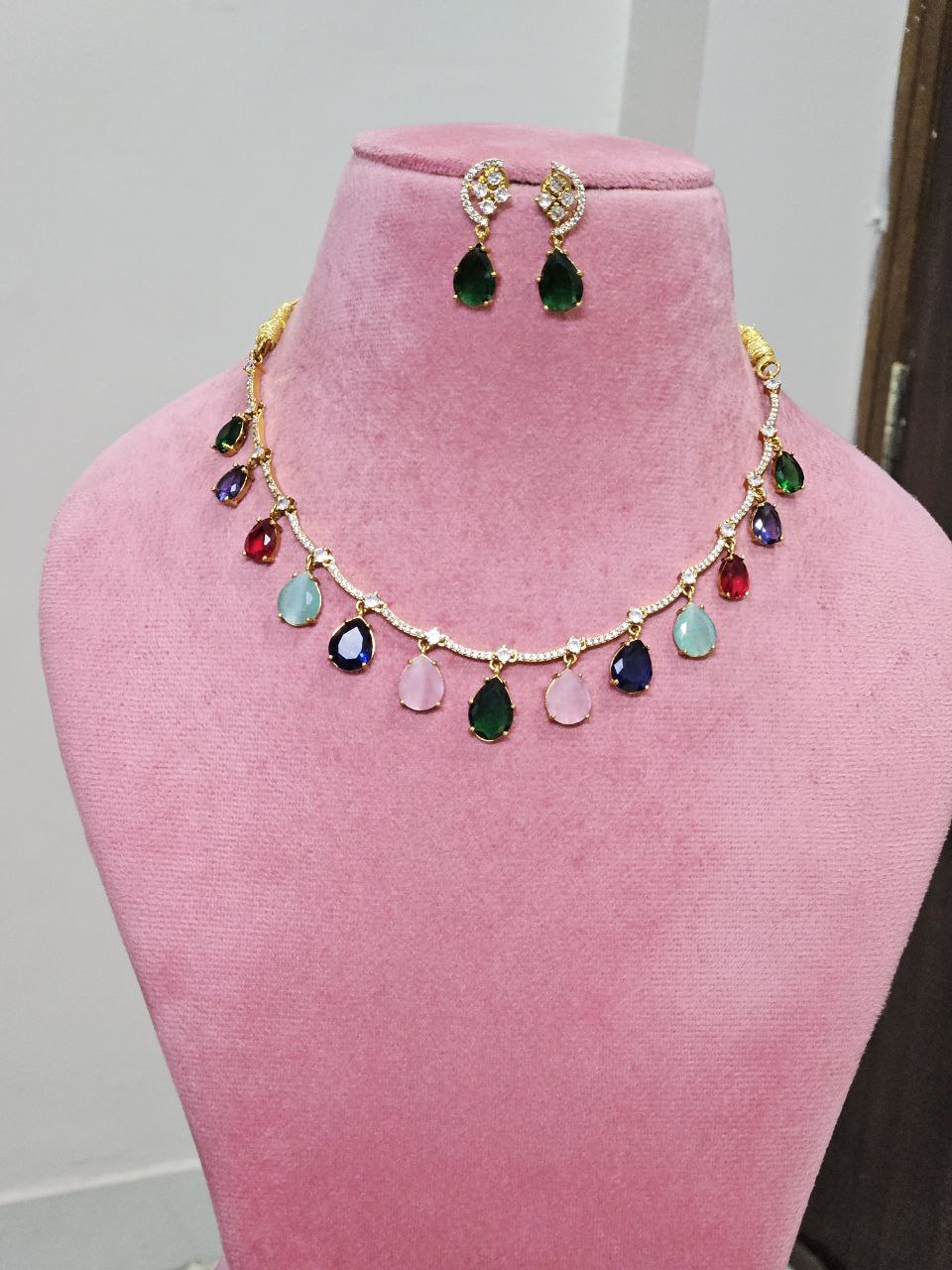 Premium Multicolor Drops AD Necklace